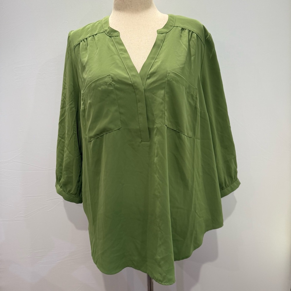 Torrid Harper Studio Crepe De Chine 2/3 Sleeves Blouse Jade